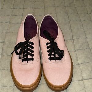 Vans Pink and Tan Sneakers Classic Lace-Up Design